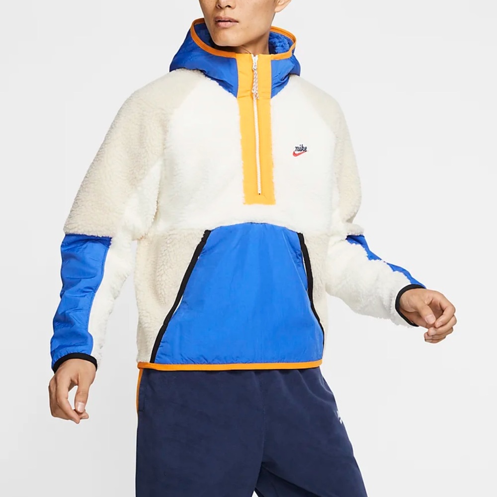 Men’s Blue Heritage Essentials Half Zip Sherpa Jacket